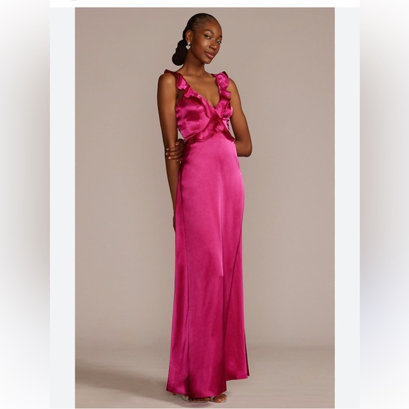 Db Studio Dresses & Skirts - NWT DB Studio Floor Length Ruffle Charmeuse Gown in Begonia